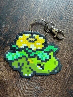 Handmade Teal & Green Shiny Venasaur Pixel Pokemon Keychain